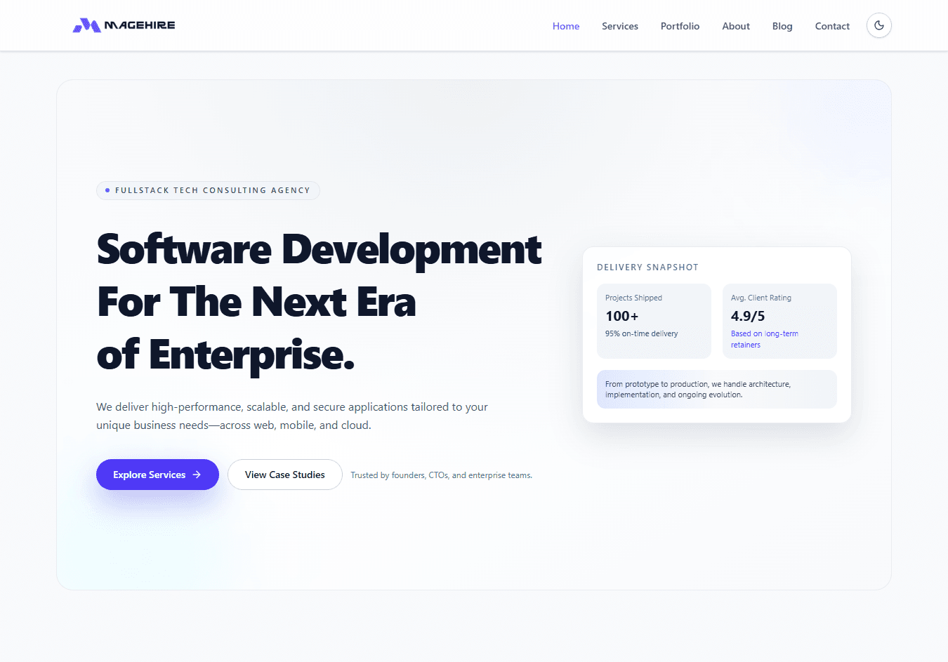 Magehire — Fullstack Tech Consulting Agency Website